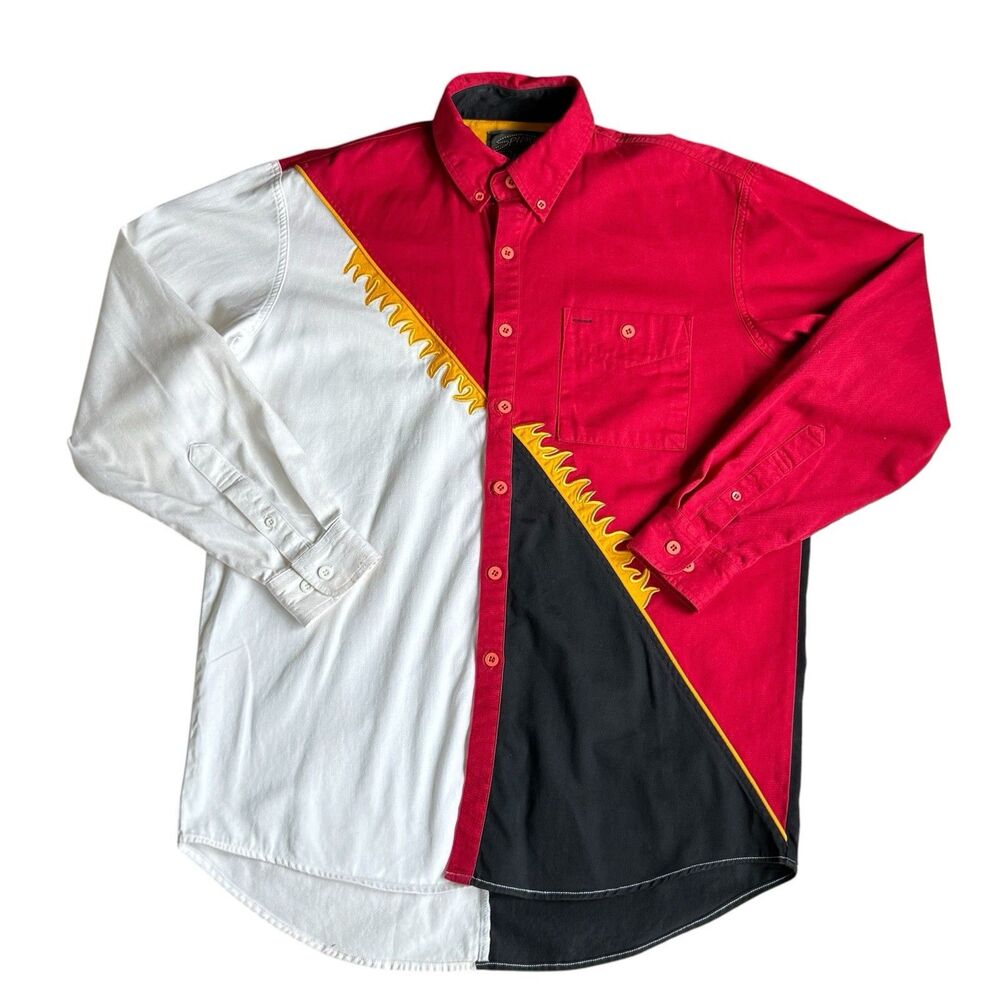 VTG 90s Spindle River Classics Western Shirt Men’s M Rodeo Fire Flame Colorblock
